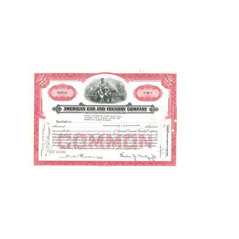 American Car and Foundry Motors Cy (Vert)(Titre 100 Act)