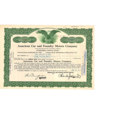 American Car and Foundry Motors Cy (Rose)(Titre 06 Act)