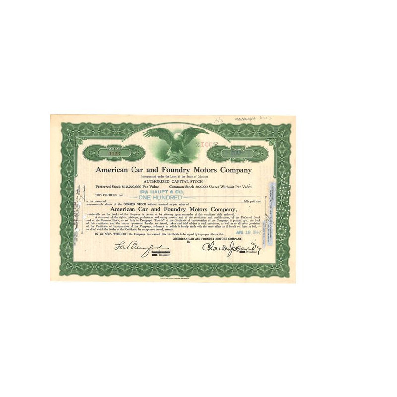 American Car and Foundry Motors Cy (Rose)(Titre 06 Act)