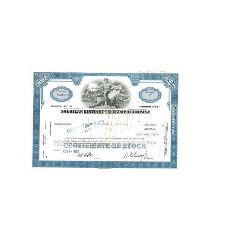 American District Télégraph Cy (Bleu)(Titre 50 Act)