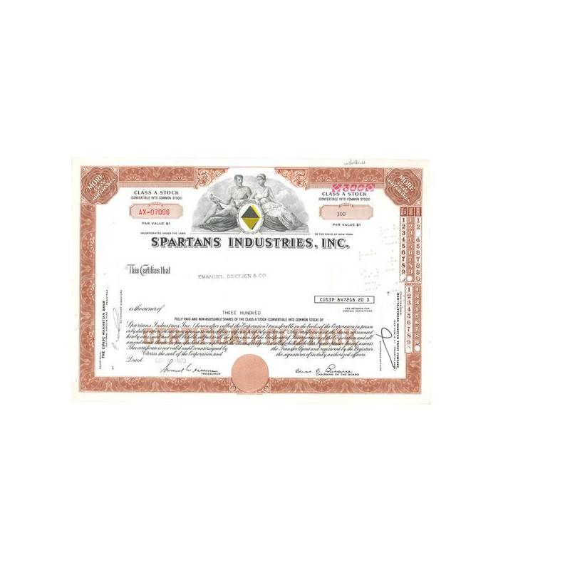 Spartans Industries Inc (Titre 300 Act)
