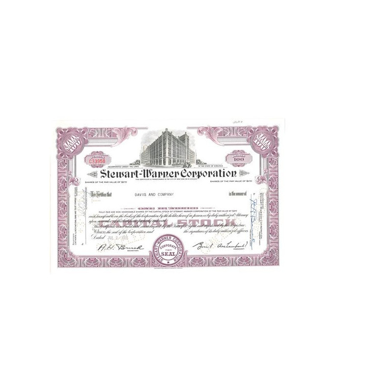 Stewart Warner Corp (Titre 100 Act)