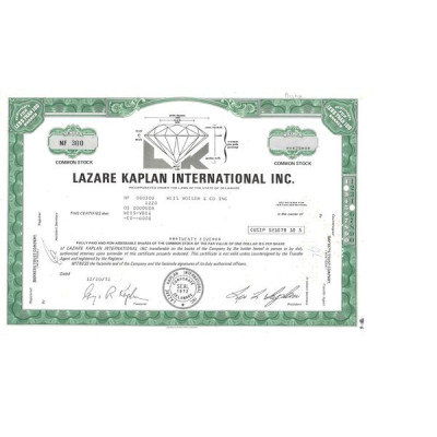 Lazare Kaplan International Inc (Titre 25 Act)