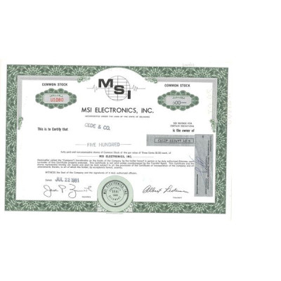 MSI Electronics Inc (Titre 500 Act)