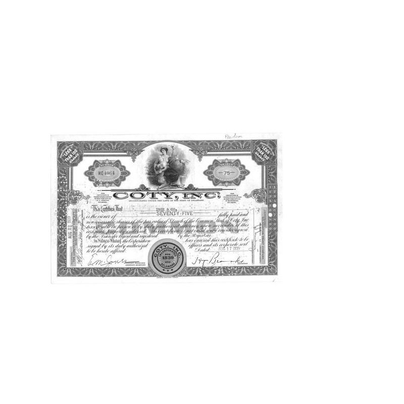 Coty Inc (Titre 75 Act)