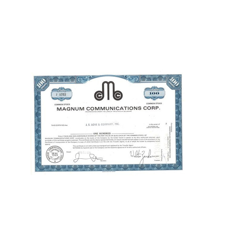 Magnum Communications Corp (Titre 100 Act)
