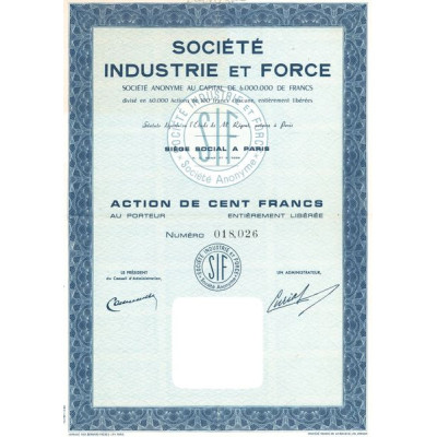 Sté Industrie et Force S.A. (Act 100 F)
