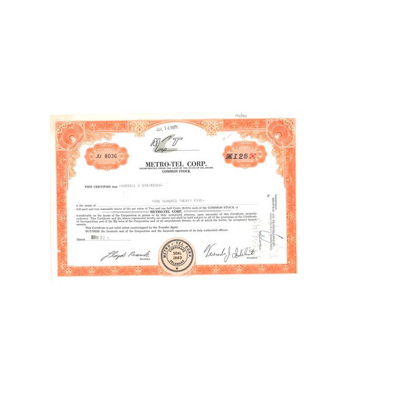 Metro-Tel Corp (Titre 125 Act)