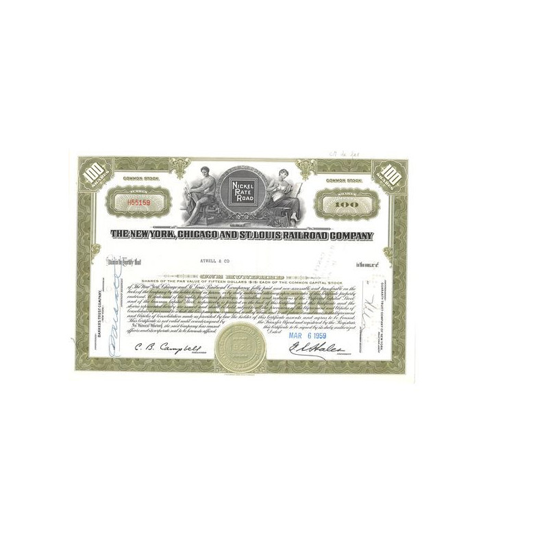 The New York Chicago and St.Louis Railroad Cy (Titre 100 Act)