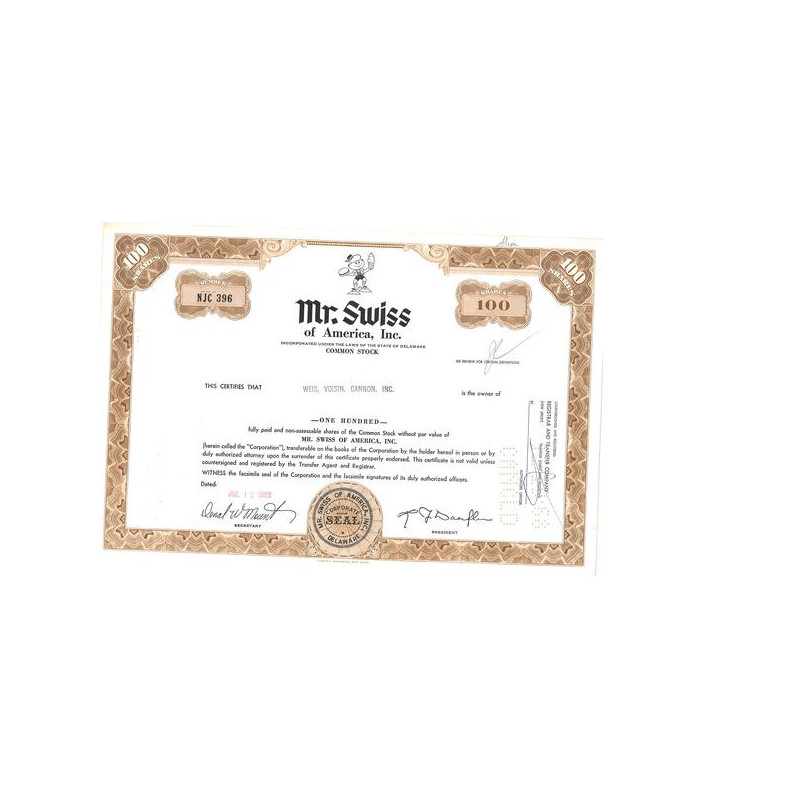 Mr.Swiss Of America Inc (Titre 100 Act)