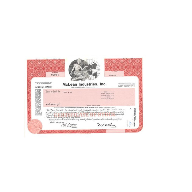 McLean Industries Inc (Titre 200 Act)