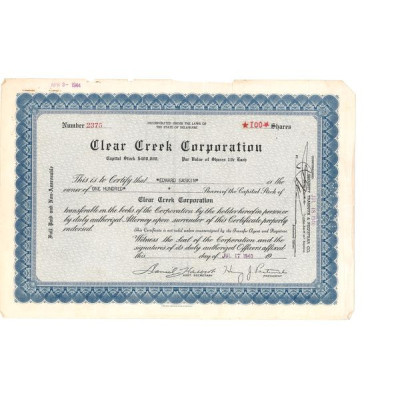 Clear Creek Corp (Titre 100 Act)