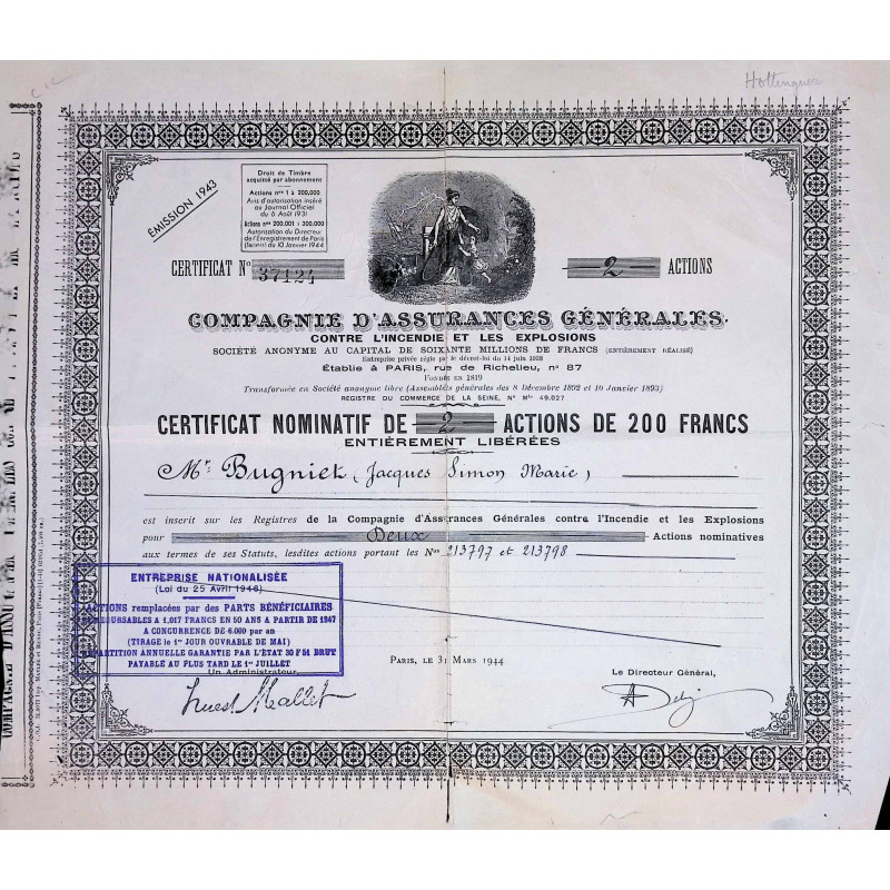 Compagnie d'assurances générales contre l'incendie et les explosions