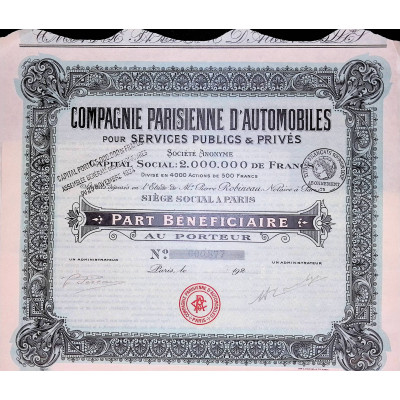 Cie Parisienne d'Automobiles pour services publics et privés