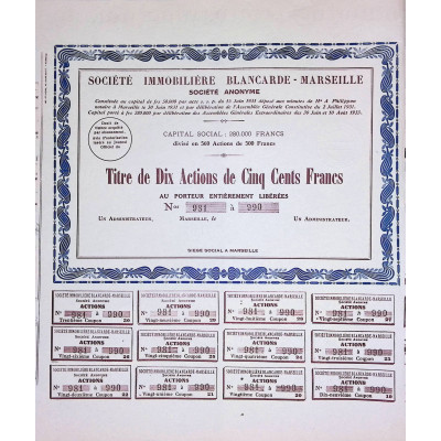 Sté Immobilière Blancarde-Marseille S.A
