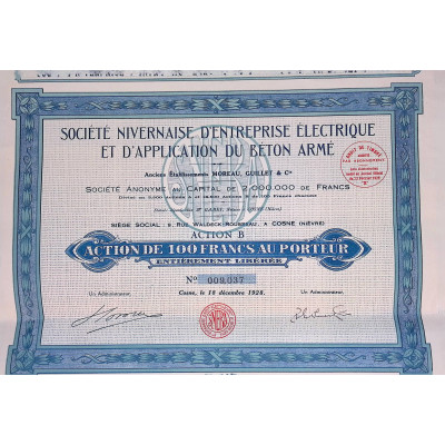 Sté Nivernaise d'Entreprise Electrique et d'Application du Béton Armé - Anciens Ets Moreau, Guillet & Cie