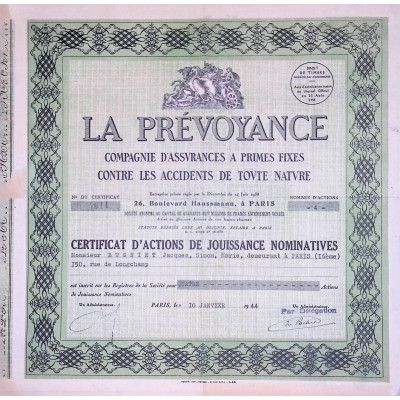 La Prévoyance - Cie d'Assurances à Primes Fixes Contre les Accidents de Toute Nature - Act