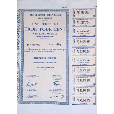 Dette Publique - Rente Perpétuelle 3% 40F