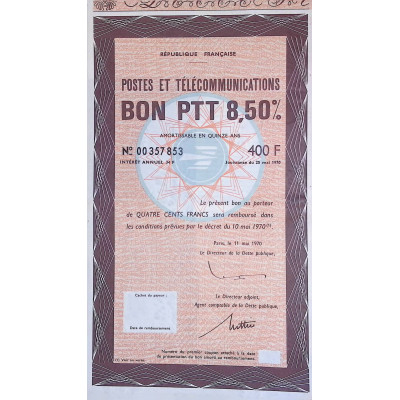 Postes et Télécommunications (Bon PTT 8.50% 400 F)