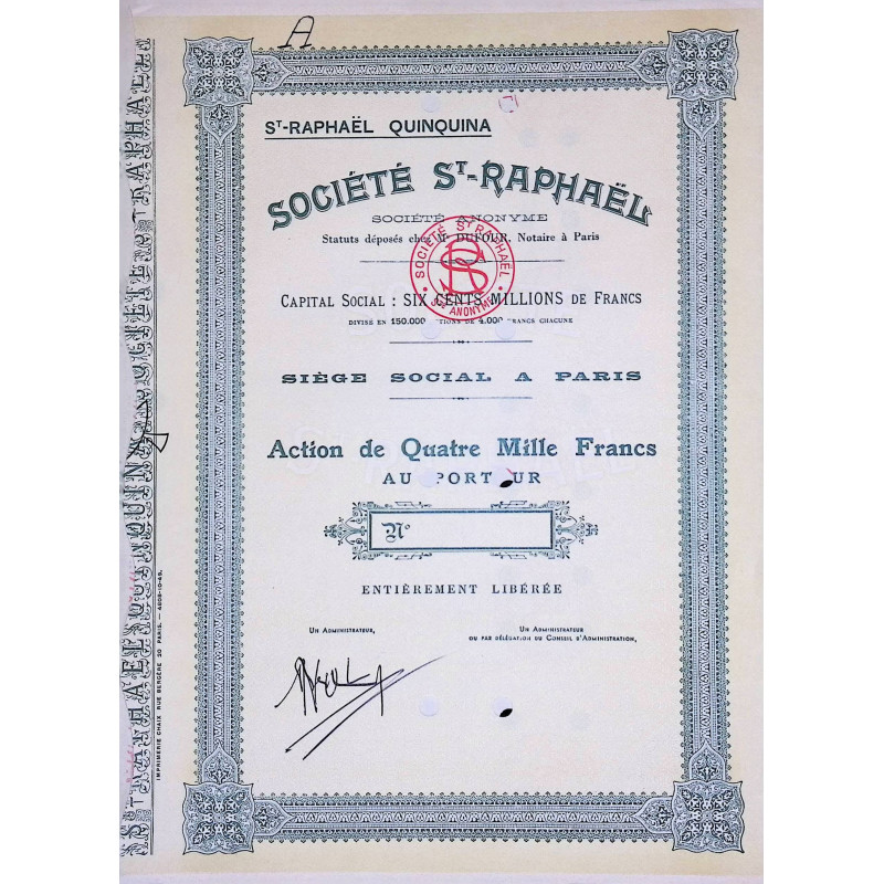 Sté St-Raphaël - Quinquina - Paris - Act 4000F