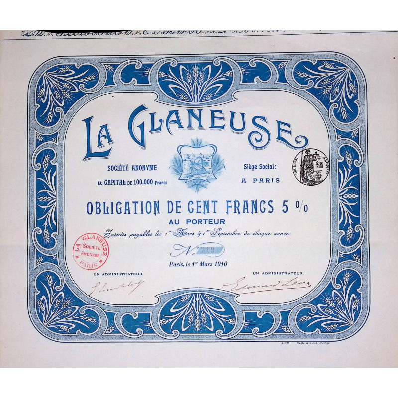 La Glaneuse - Obl 100F 5% - 1910