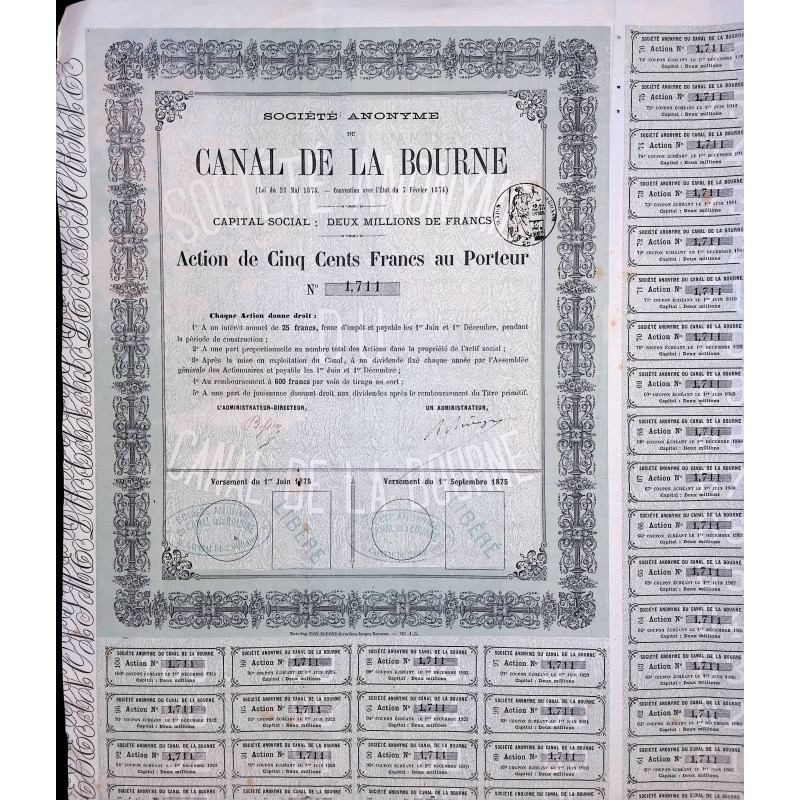 S.A du  Canal de la Bourne - Act 500F