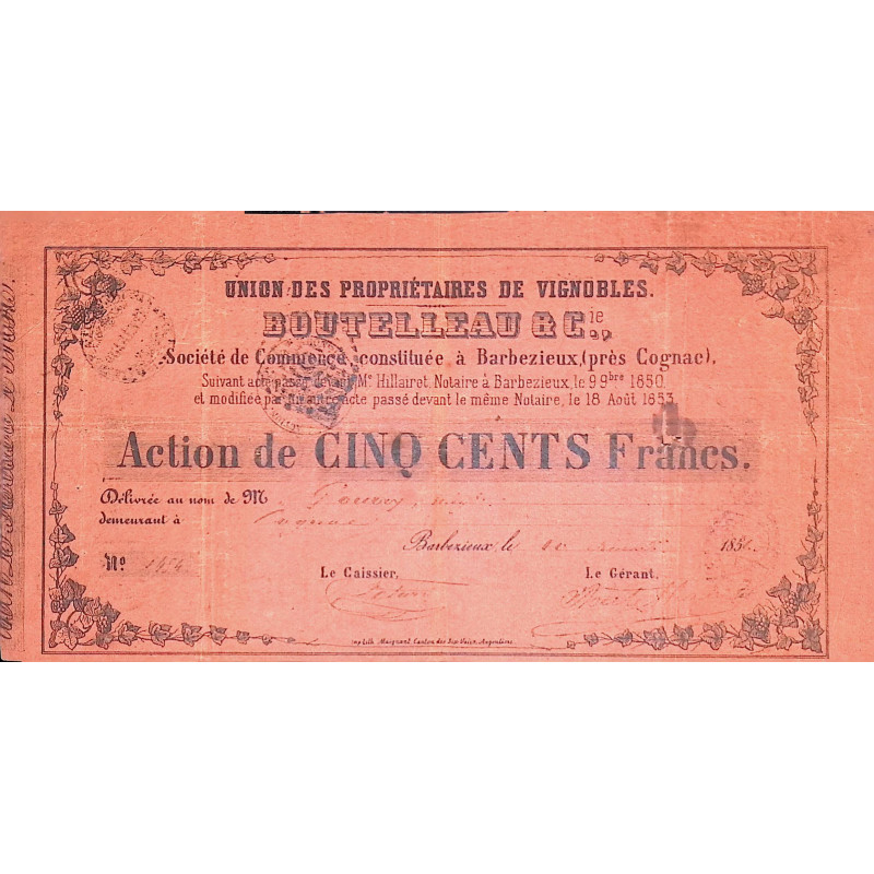 Union des Propriétaires de Vignobles - BOUTELLEAU & Cie (Act 500F nominatif)