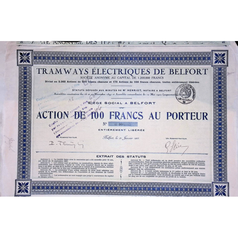 Tramways Electriques de Belfort (100F)