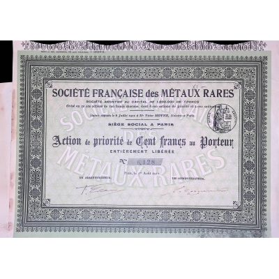 Sté Française des Métaux Rares (Act P 100F)
