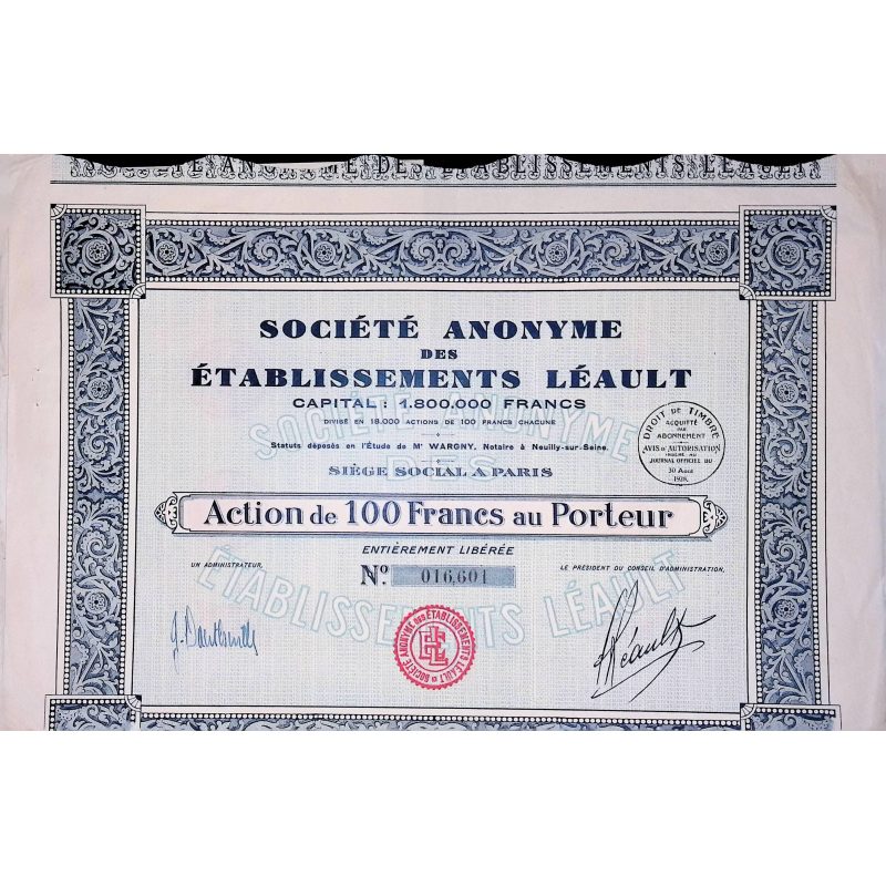 S.A des Etablissements Léault (Act 100F)