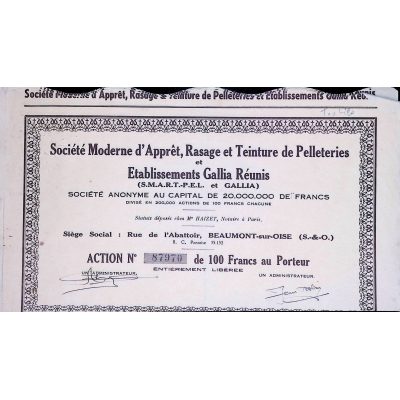 Sté Moderne d'Apprêt, Rasage et Teinture de Pelleteries et Ets Gallia Réunis