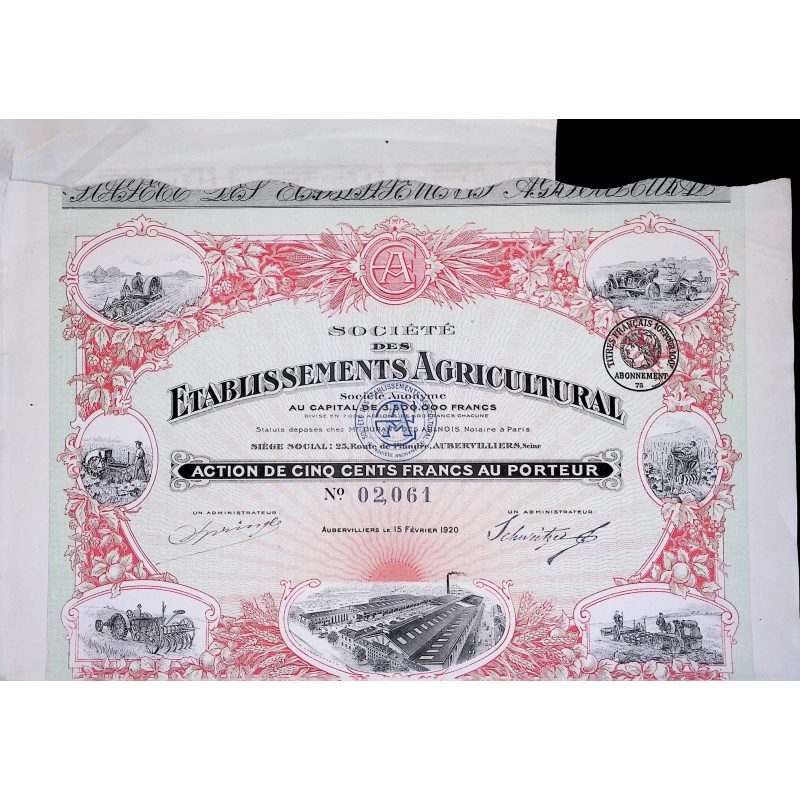 Sté des Etablissements Agricultural (Act 500F)