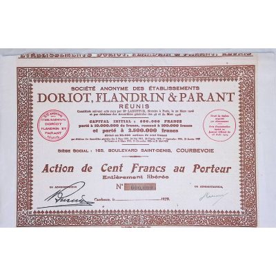 S.A des Ets Doriot, Flandrin & Parant Réunis