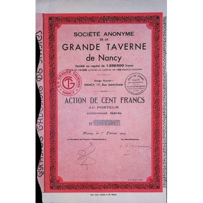 S.A de la Grande Taverne de Nancy