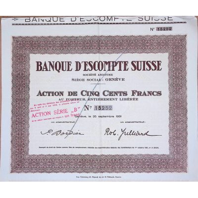 Banque d'Escompte Suisse (Act 100F)