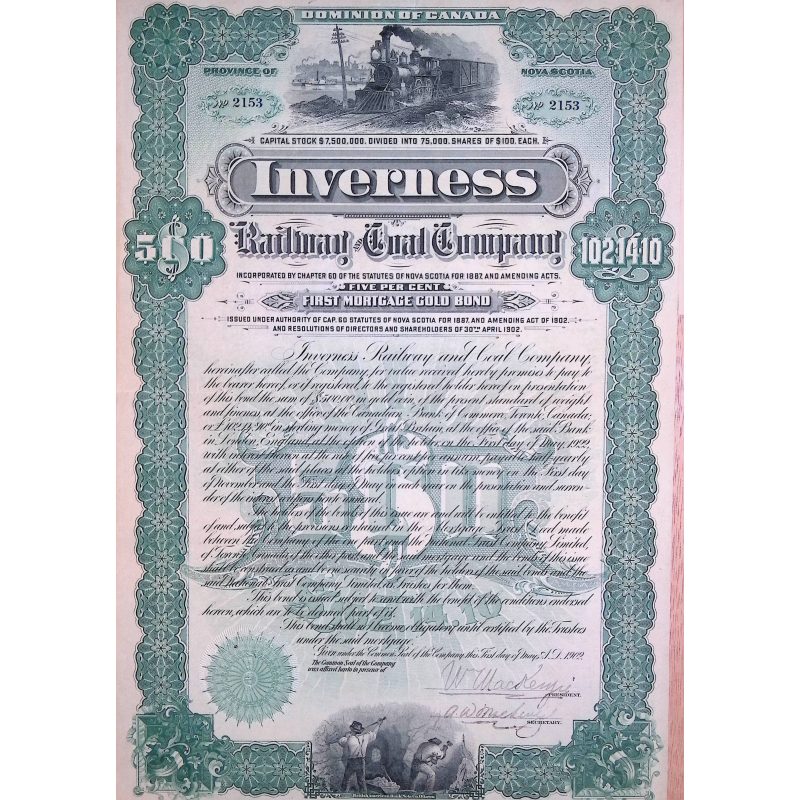 Inverness Railway and Coal Company $500