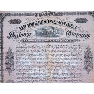 New York Boston and Montreal Railway Co. (Uncanceled) - Railroad Bonds