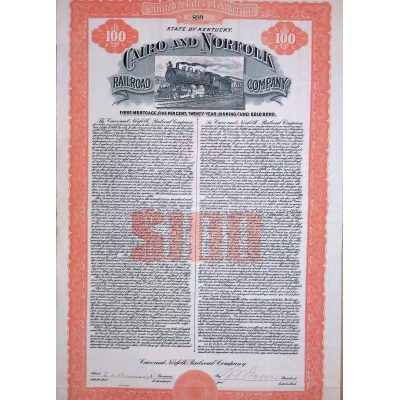 Cairo and Norfolk Railroad Company Gold Bond - Kentucky 1908