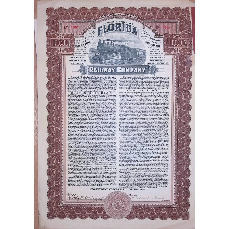 Florida Railway Company $100