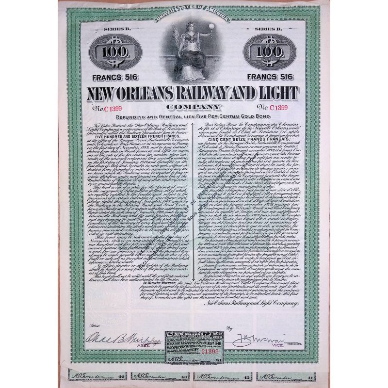 New Orleans Railway and Light Co. Cie des Chemins de Fer d'Eclairage de la Nouvelle Orléans
