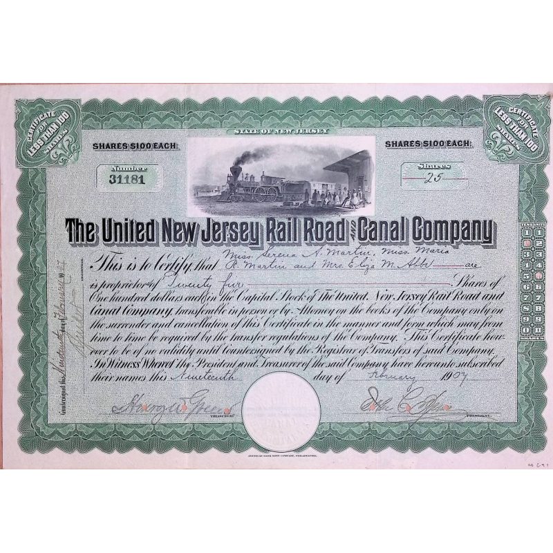 The United New Jersey Rail Road and Canal Company