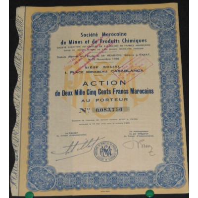 Sté Marocaine de Mines et de Produits Chimiques (Act 2500 Marocains)