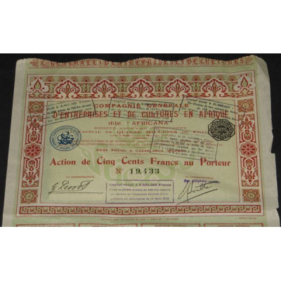Cie Générale d'Entreprises et de Cultures en Afrique dite "Africana"