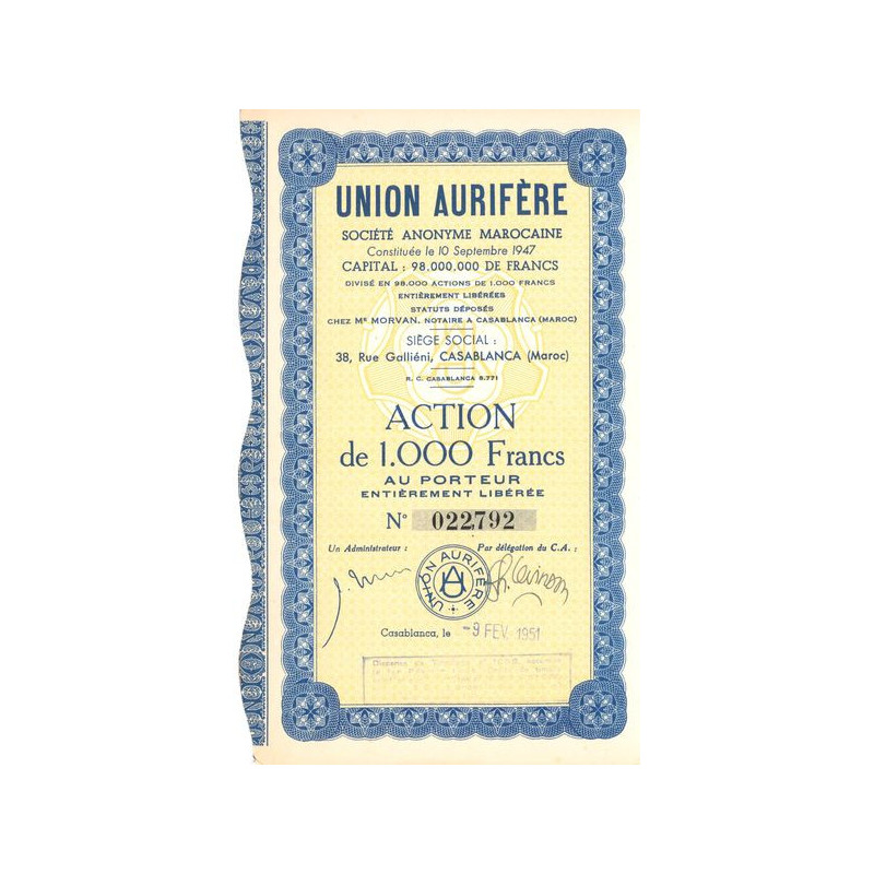 Union Aurifère (Act 1000 F)