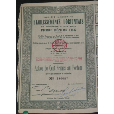 Sté Marocaine Ets Lorientais de Conserves Alimentaires - Pierre Béziers Fils