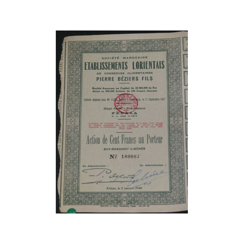 Sté Marocaine Ets Lorientais de Conserves Alimentaires - Pierre Béziers Fils