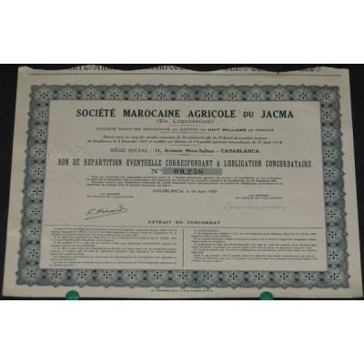 Sté Marocaine Agricole du Jacma (en liquidation) (Bon de répartition)