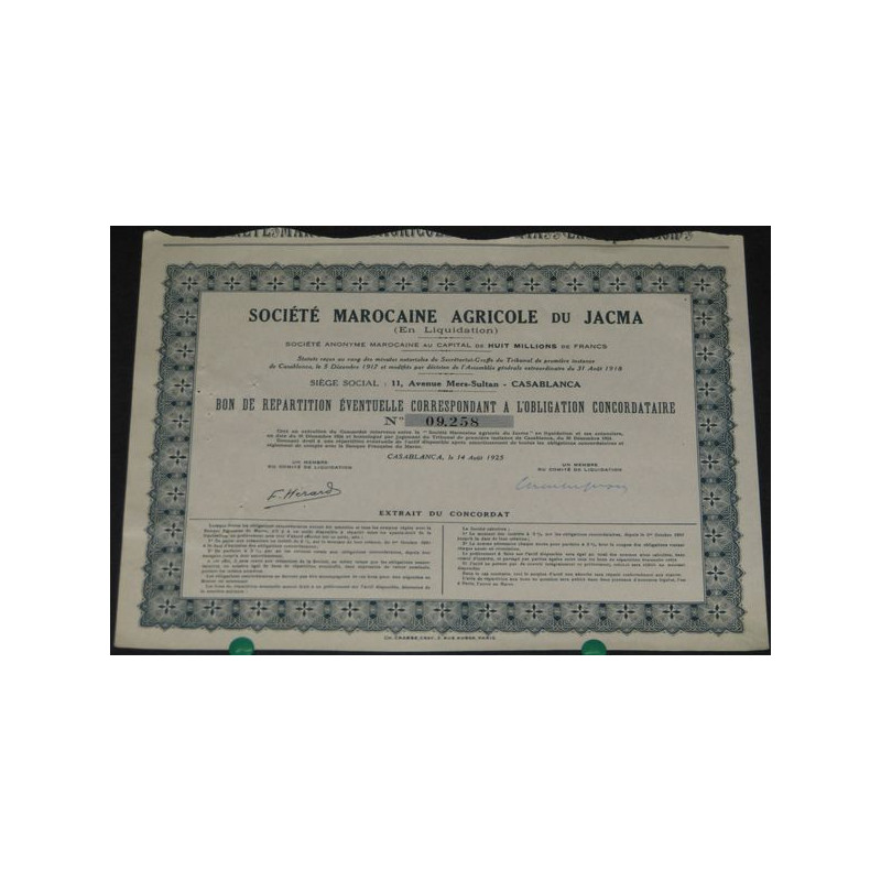 Sté Marocaine Agricole du Jacma (en liquidation) (Bon de répartition)