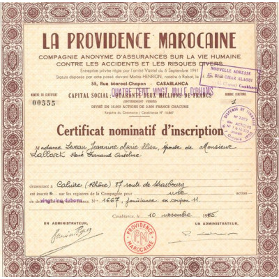 La Providence Marocaine (Certif Nomin d'Inscription)