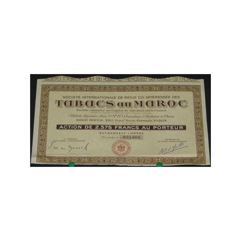 Sté Internationale de Régie Co-intéressée des Tabacs au Maroc
